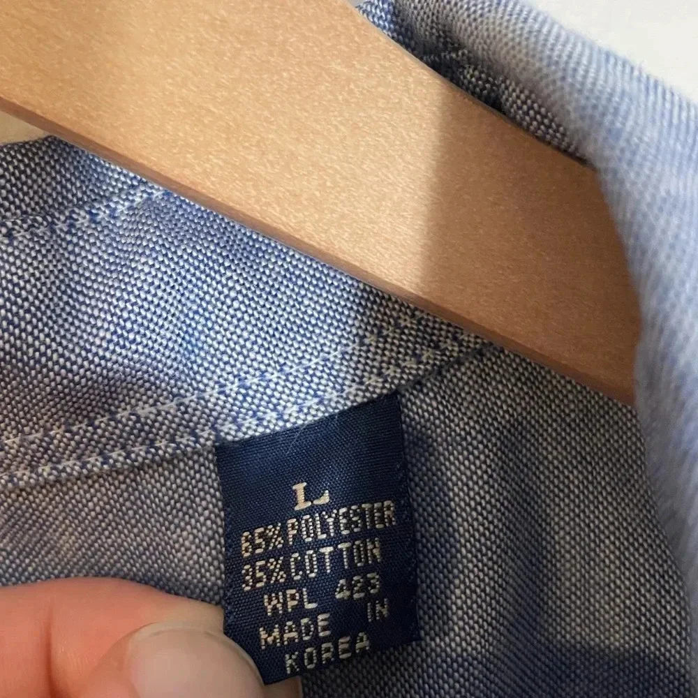 LEVI’S Long Sleeve Button Down Fitted Shirt, Large Blue Lightweight Pocket